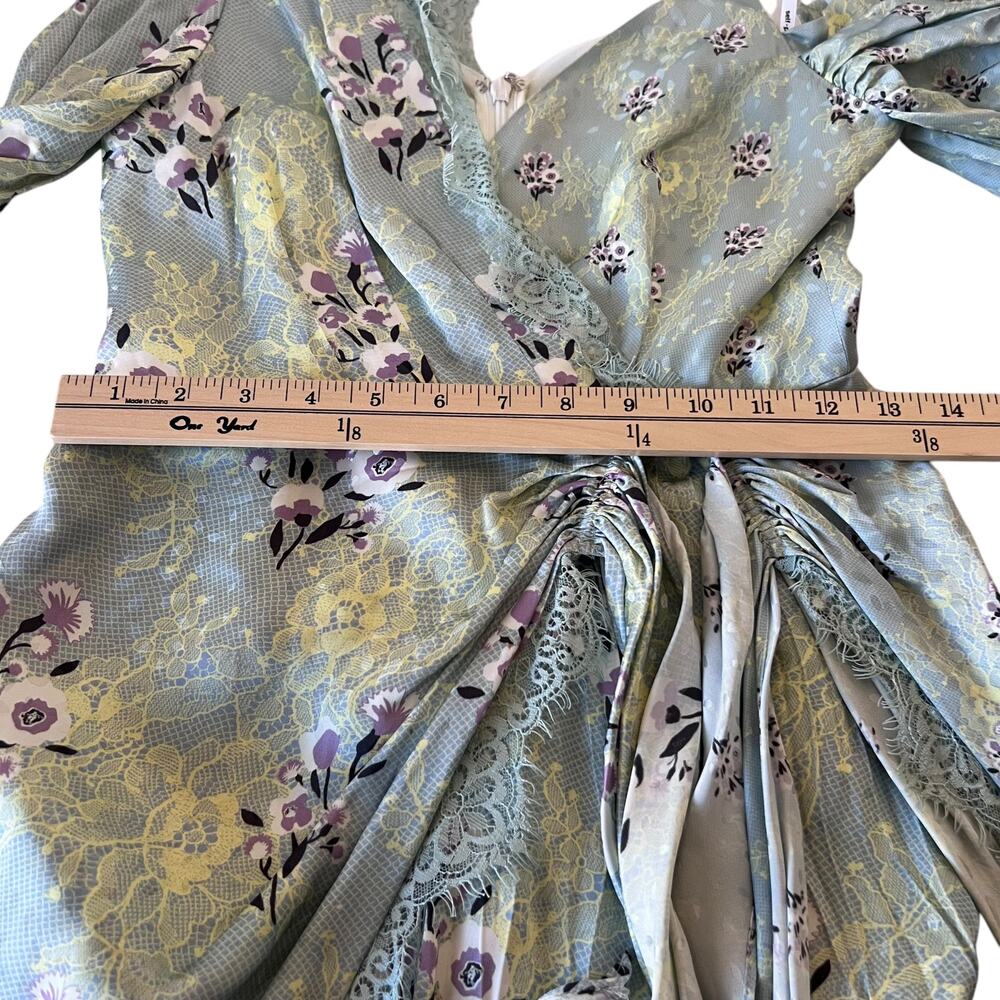 Self Portrait Floral Asymmetric Crepe  Mini Dress In Multi Size 4 US - Picture 6 of 11